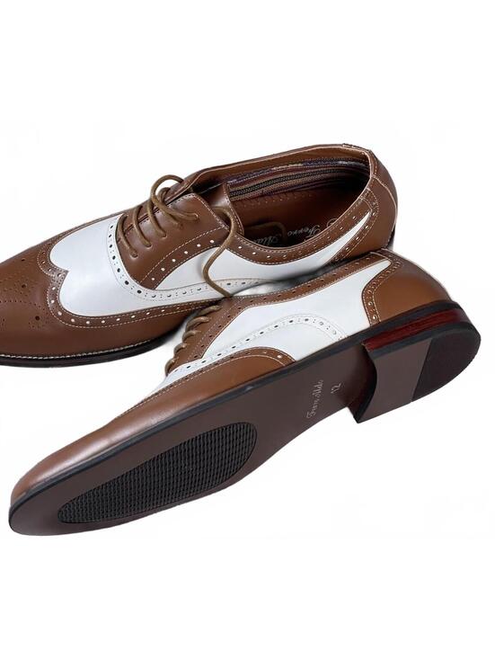 Ferro Aldo Men\'s Brown and White Wingtip Dress Shoes Size 12 NWOT main image 4